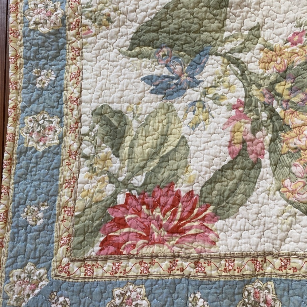 Floral Quilted Pillow Cover Cottage Floral